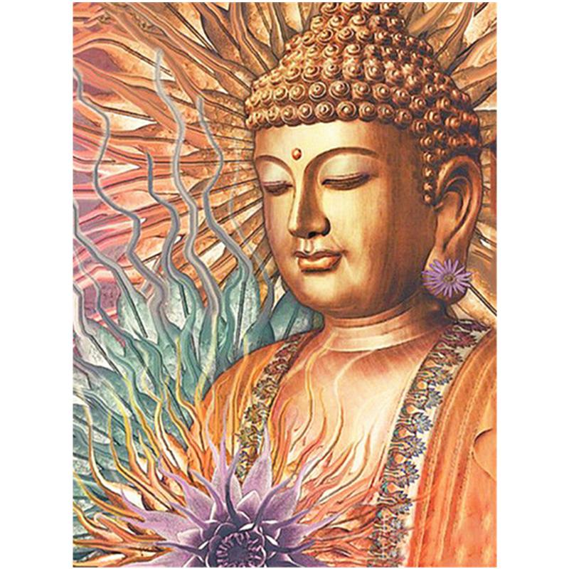 

5D DIY Алмазная картина Религиозный Будда Комплект Полный дрель Круглая алмазная вышивка Мозаика Художественная картина Домашний декор Full Round 20x30CM