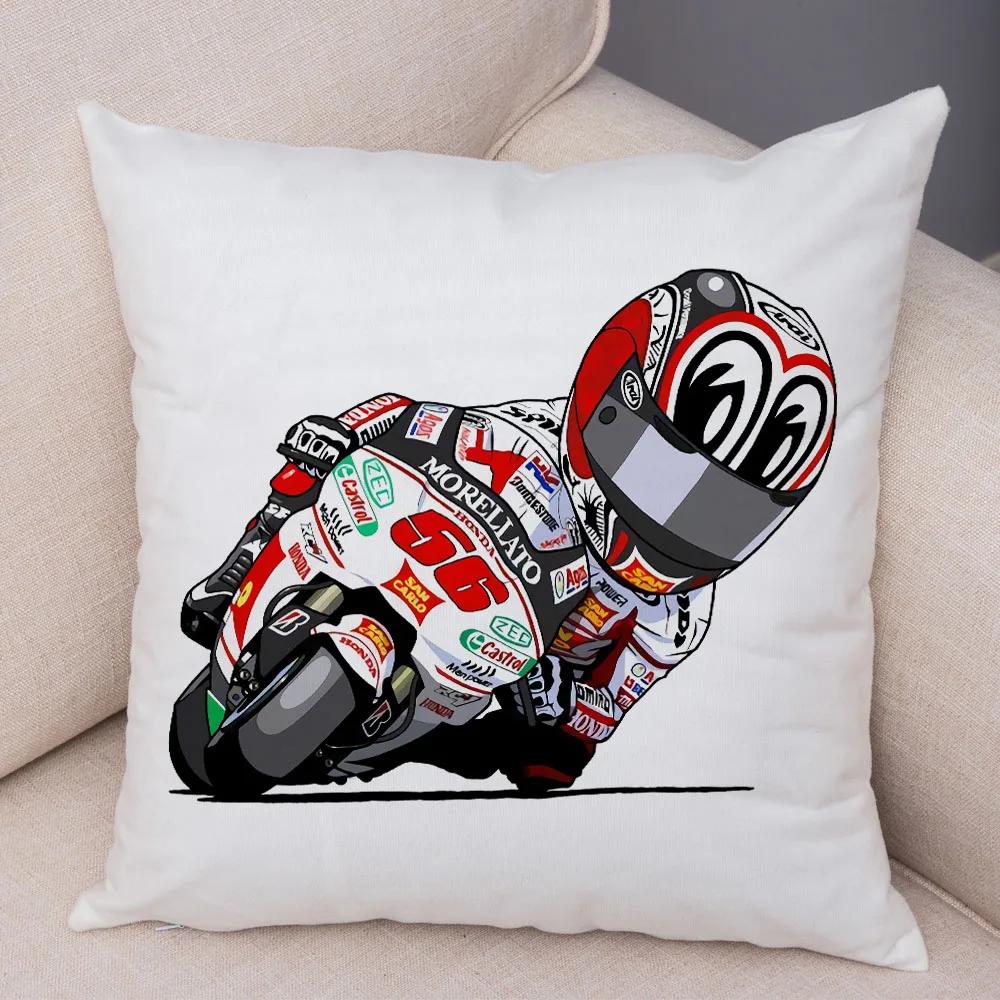 Cartoon Sport Motorcycle Cushion Cover Super Soft Short Plush Mobile Bike Pillow Covers Pillow Case For Sofa Home Car Pillowcase