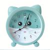 New Environmentally Friendly Metal Cartoon Silent Alarm Clock, Cute Cat-shaped Children's and Students' Desktop Clock