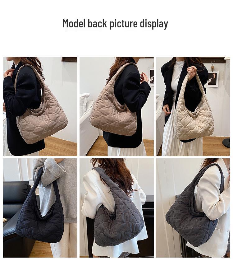 Women's Korean & Japanese Autumn/Winter Versatile Single Shoulder Crossbody Bag with Large Capacity & Simple Diamond Lattice Design