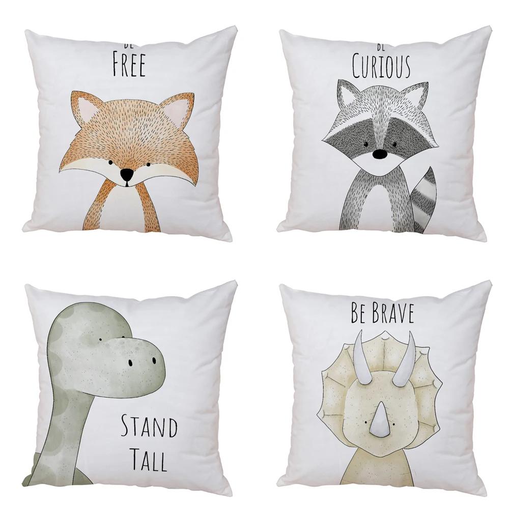 Nordic Zebra Hippo Giraffe Lion Crocodile Pillow Case Decor Animal Cushion Cover for Sofa Home Peach Skin Pillowcase 45x45cm