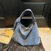 Borse a Spalla Casual con Scomparto Interno Filo da Cucito Grande Capacità 2026 Vendita Calda Borse per Donna Cerniera Jeans Borse da Donna