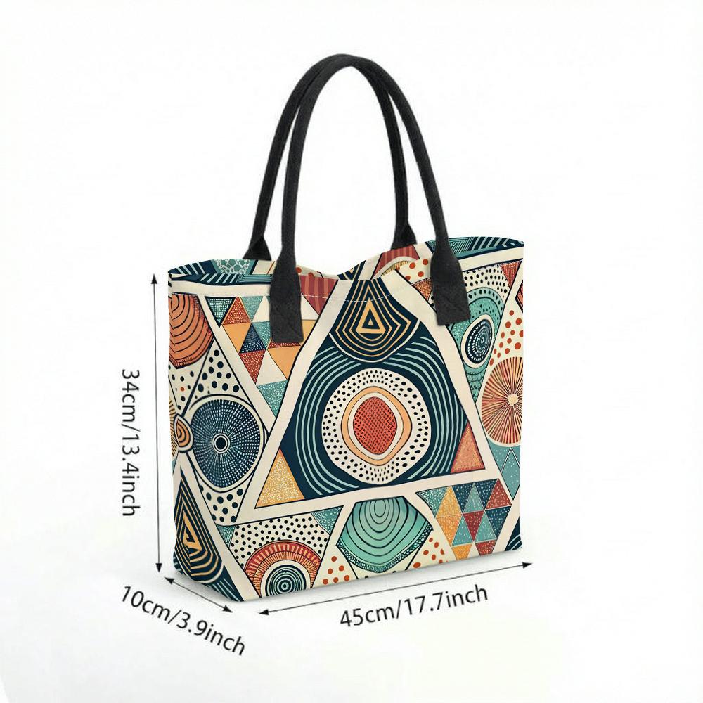 Bohemian Geometric Pattern Tote Bag for Women Large Capacity Daily Shoulder Handbag Casual Commute Purse