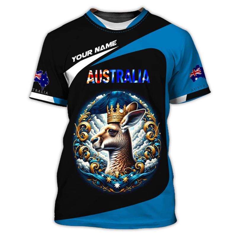 Custom Name Australia Flag Map Graphic T Shirt For Men Women Summer Casual Short Sleeve Tee Australian Animal T Shirt Kids Tops