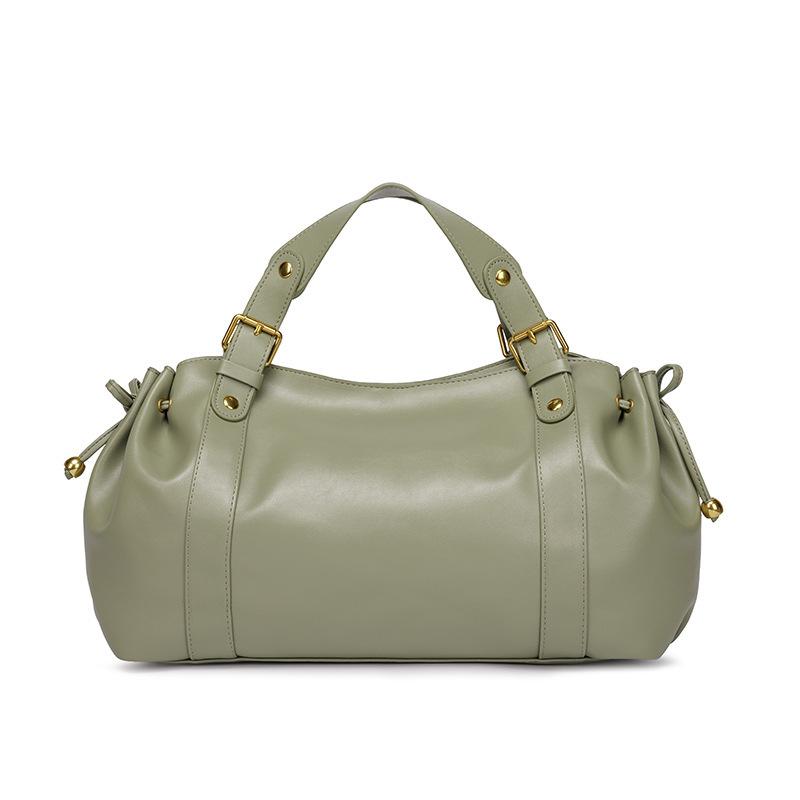 Women'S Bag Large Capacity Winter And Spring Soft Leather Pleated Handbag Shoulder Bag Commuter Pillow Bag