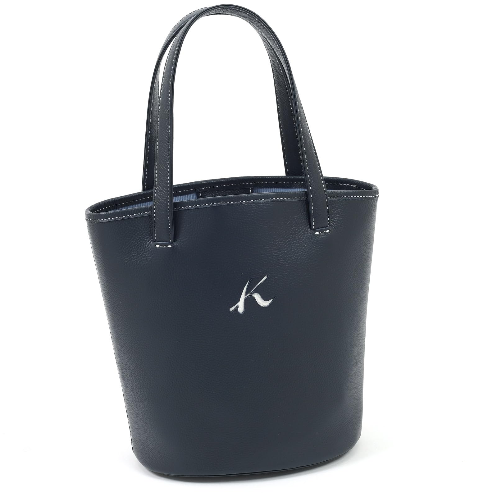 

Embossed shrink handbag that makes scratches less noticeable Dark Stitch 10901 [Kitamura] Y-1350 Women s Blue/White [Navy]