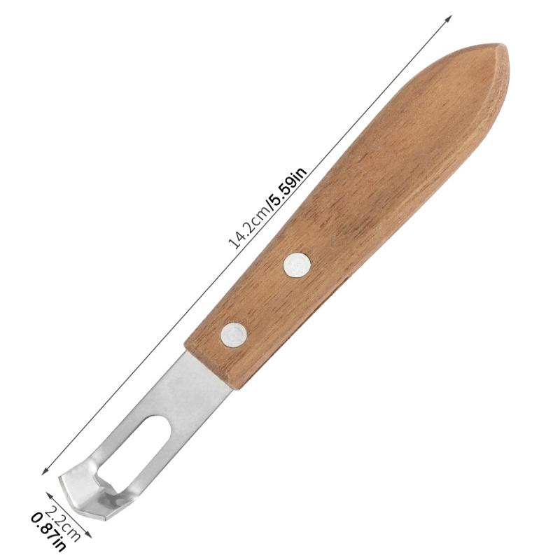 1Pc Stainless Steel Lemon Peeler Corrosion-resistant Fruit Peeler Eco-friendly Rust-proof Wood Handle Kitchen Tool Paring Knife