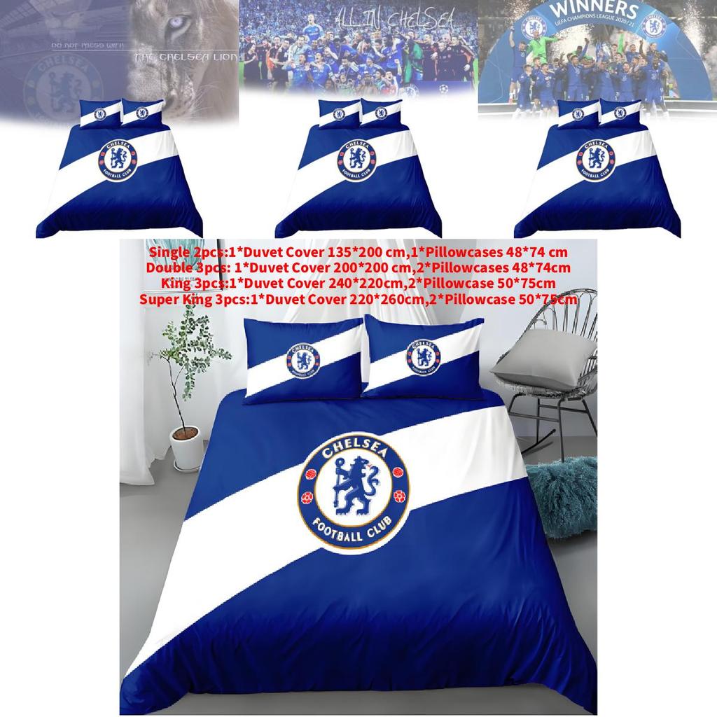 Chelsea Football Fan Gift Duvet Cover Set With Soft Polyester For Double Bed Bedroom Decor