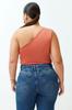 Women's Style Plus Size Cinnamon Asymmetric Collar Knitted Body with Snaps at the Bottom