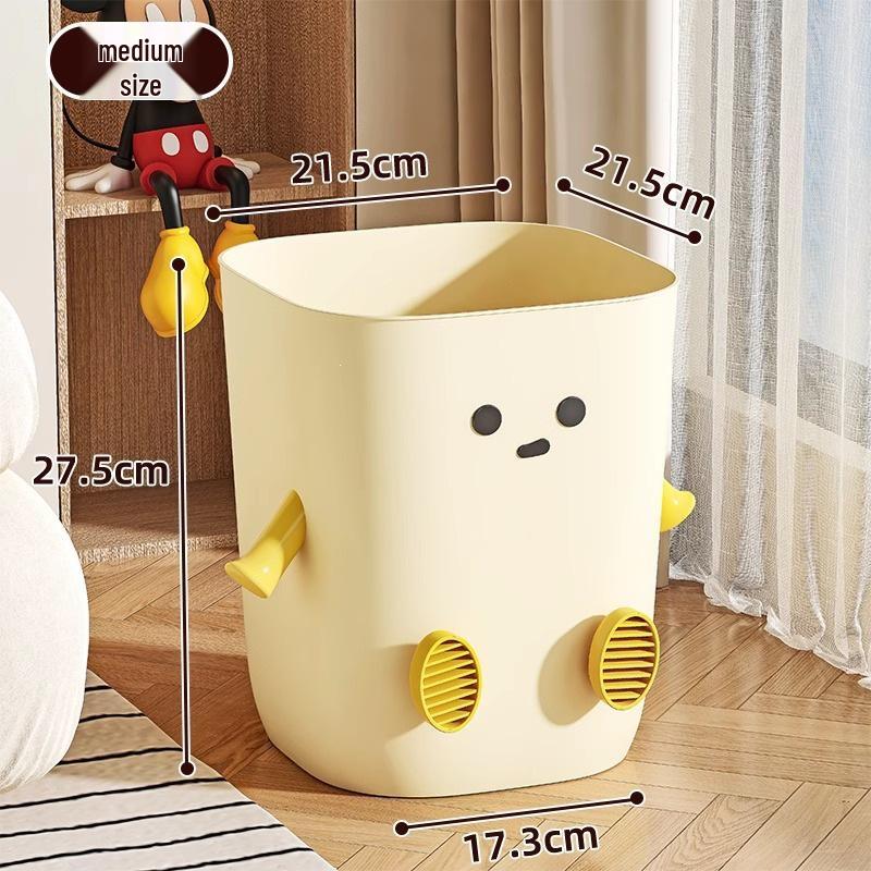 Cute Cartoon Trash Can with Paper Holder - Large Capacity for Home, Dorm, or Bedroom Use