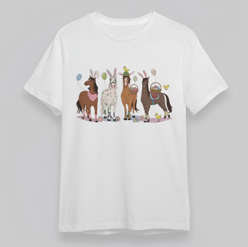 

Жіноча футболка великого розміру Класична Великодній Кролик Парад Коней З Кошиками для Яєць Футболка S