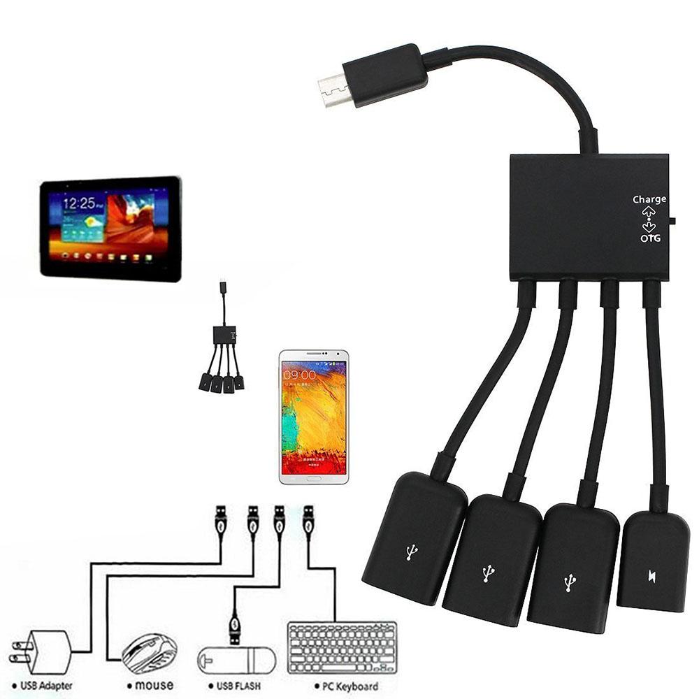 Heißer 4-Port Micro USB Typ-C Power OTG Extender Hub Kabel Schwarz Für Android Tablet Smartphone U-Disk Maus Zubehör