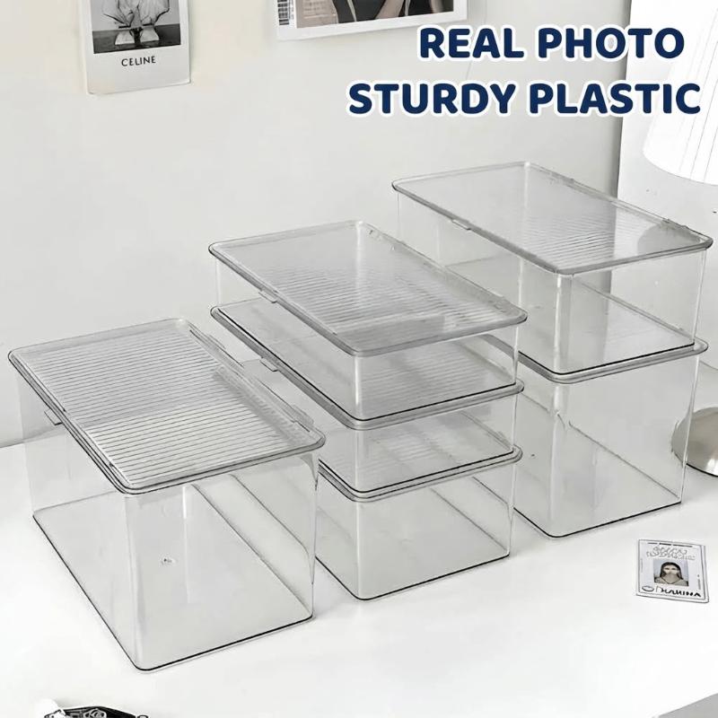 Desktop Storage Box Office Supplies With Lid Cosmetic Organizer Box Transparent Large Capacity Book Document Storage Box