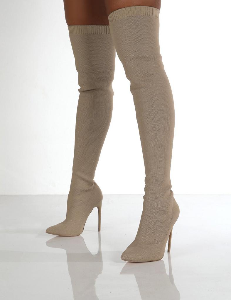 Large Size Boots Knitted Sexy Stiletto 2025 Autumn and Winter New Ins Knee Socks Boots