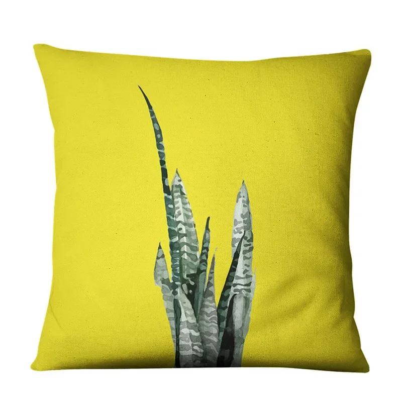 Succulent Cactus Pattern Square Soft Pillowcase Home Bedroom Hotel Car Decoration, And Comfortable Customizable