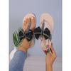 Damensandalen Sommer Neu Fischgrätenmuster Damensandalen Hanfseil Sohle Zehentrenner Mode Trend Schleifensandalen