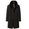 Men's Mid-length Woolen Coat - Thickened Chenille Jacket for Middle-aged & Elderly, Plus Velvet Winter Top