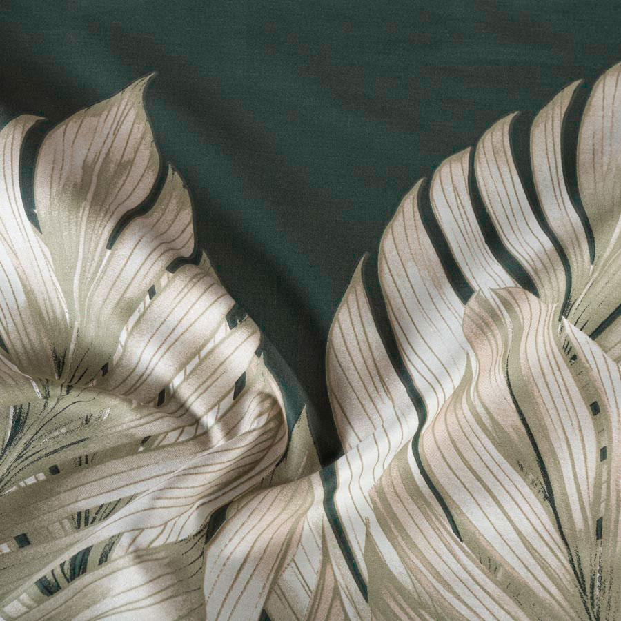 TROPICANA bedding set 220x200 cm - satin cotton, exotic leaf pattern