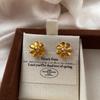 French metal flower stud earrings light luxury temperament niche fashion personality sweet cool fresh wind high sense earrings