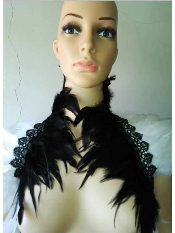Feather Shawl & Cape: Elegant Faux Collar Vest and Scarf Combo
