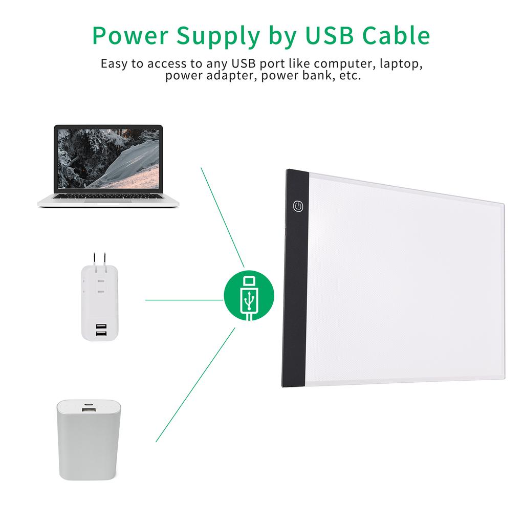 LED Light Pad   3mm  -Thin Drawing Board Copyboard Stepless Dimming USB Powered for Artist Animation Designing Sketching Calligraphy
