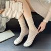 2Pairs Heart Sweet White Socks Hollow Out Ruffle Tube Socks Women Mid-calf Cotton Socks  Women