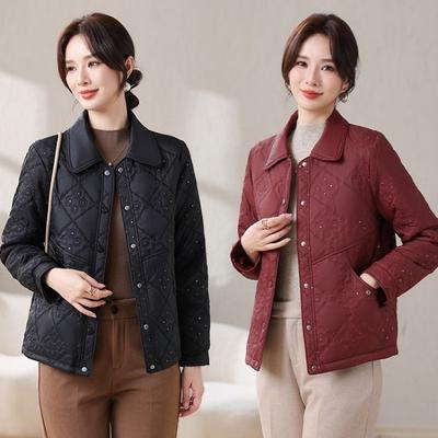 Autumn and Winter Jacket Padded Cotton-padded Jacket Short Women's Warm Lapel Small Cotton-padded Jacket