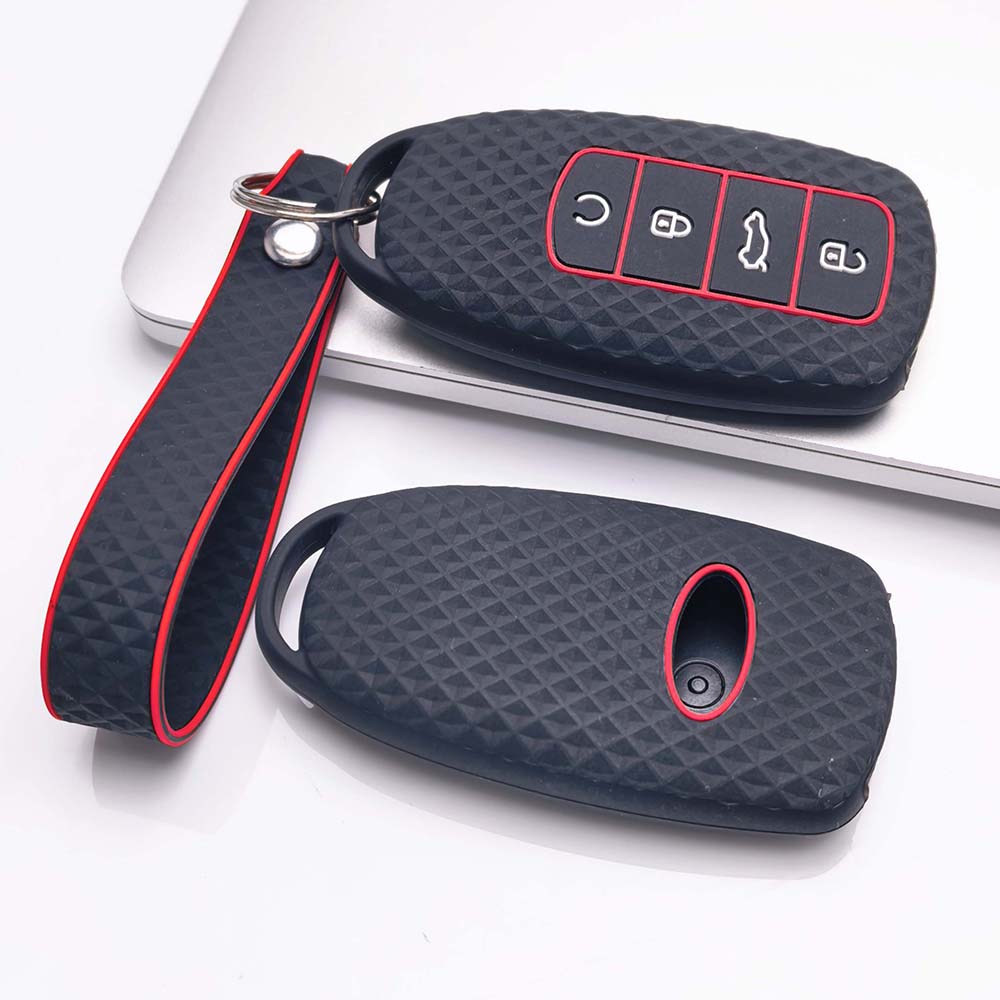 Key Fob Cover for Chery Tiggo with Keychain Anti-Scratch Guard Shockproof Protection Soft Grip Texture Responsive Button Touch Dust Resistant Cover
