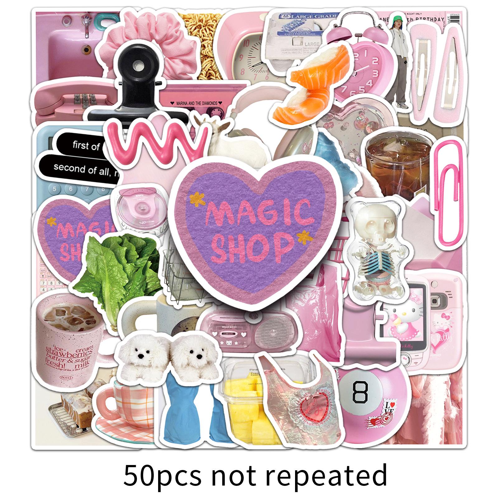 Korean INS Style Waterproof Heart Stickers - 50 Cute, Fresh Sheets for DIY Journals