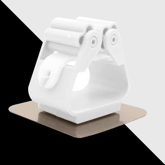 10Pcs Mop & Broom Plastic Holder with Strong Adhesive Traceless Punch-free Non-slip Support Hook Wall Mounted Bathroom Kitchen Mop Storage Hanger