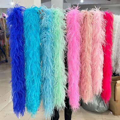 DIY 1M Colorful Ostrich Feather Boa 2 4 6 10 15Ply Thick Feather Shawl Plumas Trim Ostrich Feathers for Dance Clothes Sewing Crafts