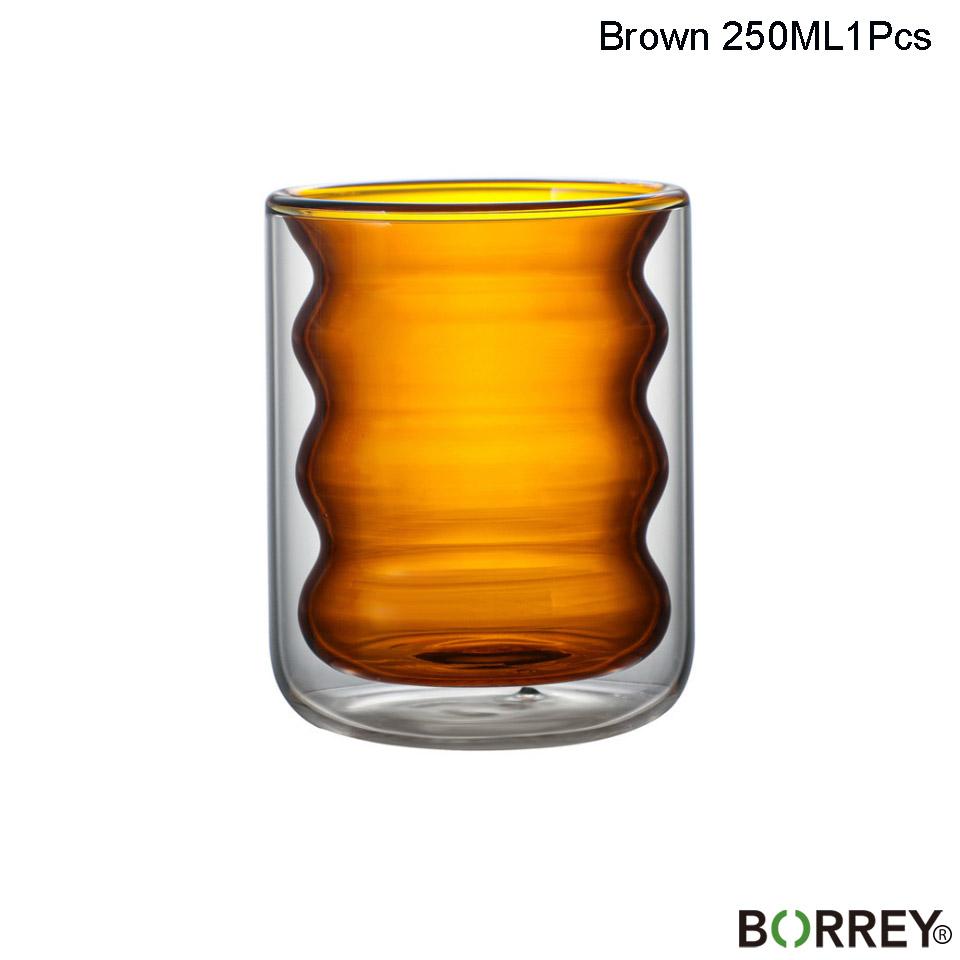 BORREY 250Ml Double Wall Glass Coffee Cup Mug Spiral 3D Glass Mug Heat-resistant Glass Tea Milk Cup Unique Office Drinking Mug