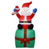 Inflatable Santa Sitting On Present Box Blow Up Santa with Present Bag Outdoor Decoration for Holiday Party