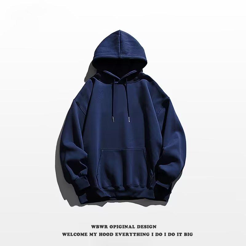 Trendiger Oversize-Hoodie für Herren: 300 g schwere chinesische Baumwolle, einfarbig, Westküsten-Stil, Unisex.