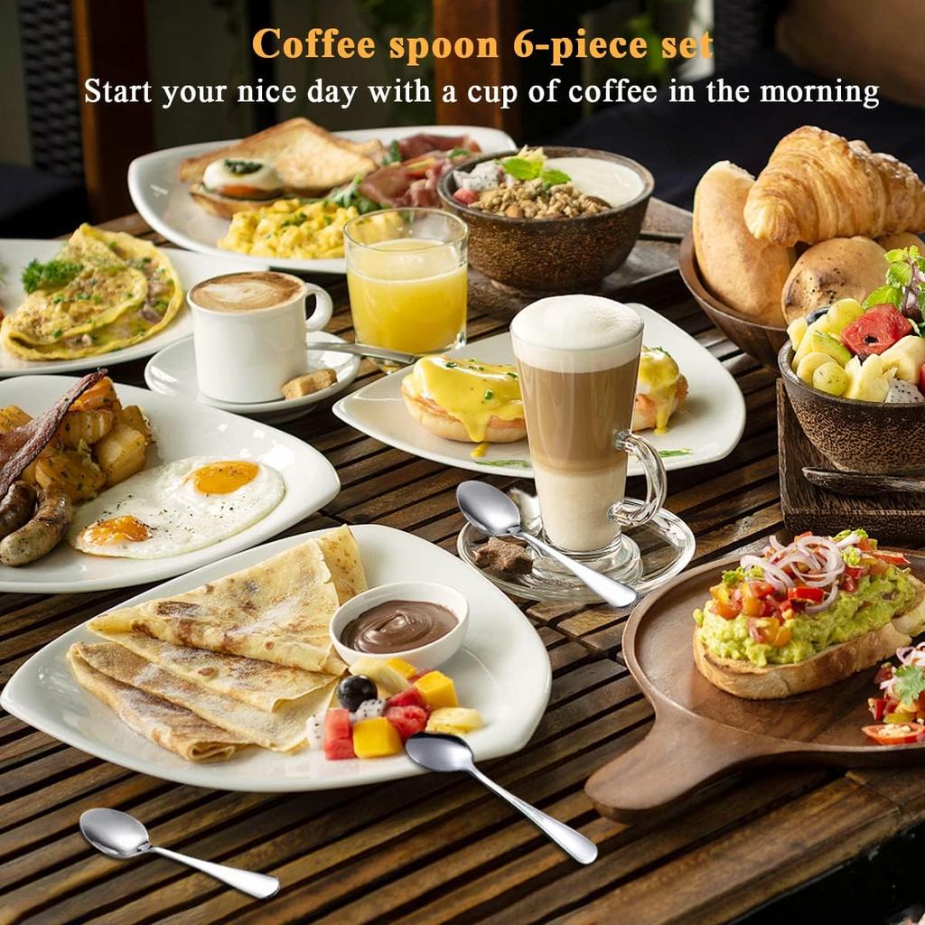 Kyraton 5.5" Mini Coffee Spoons - Stainless Steel, Set of 6 for Parties & Weddings