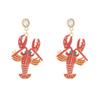 Creative Lobster Earrings Rhinestone Bohemian Dangle Earring Elegant Enamel Stud Earrings  Party