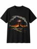 Lighthouse Dark Fantasy Retro Mens T-Shirt Black 100% Cotton Classic Printed