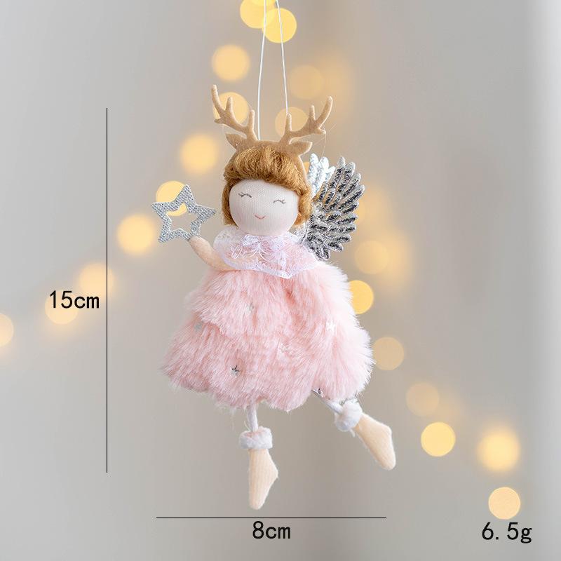 Christmas Plush Angel Girl Pendant Christmas Angel Decoration Desktop Ornament White Pink Angel Pendant New Year 2025