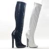 Fashion FHC 2025 New Square Heel 15-17CM,Women Knee High Boots,Fetish Vintage Dance Shoes,Men Cosplay Botas,Black,White.Customized Color