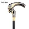 Goldener Schwarzer Langkopf Schädel Mode Gehstock Dekorativ Cospaly Vintage Party Modischer Stock Halloween Krummstab 92cm