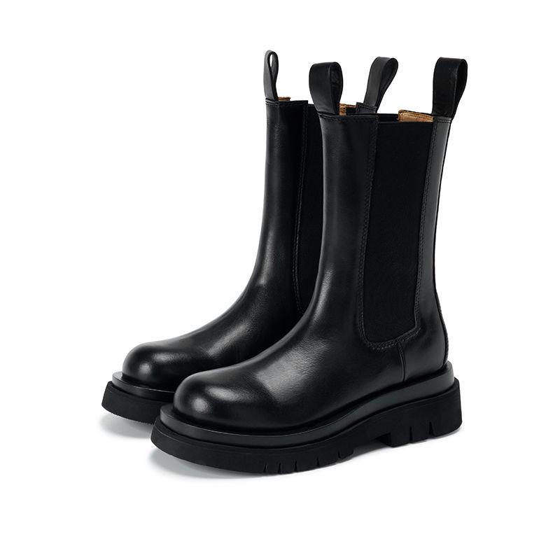 Mona Martin 2025 Damen Chelsea Mid-Calf Stiefel - Herbst/Winter, mit Samt, dicksohlig, Übergröße 41-43
