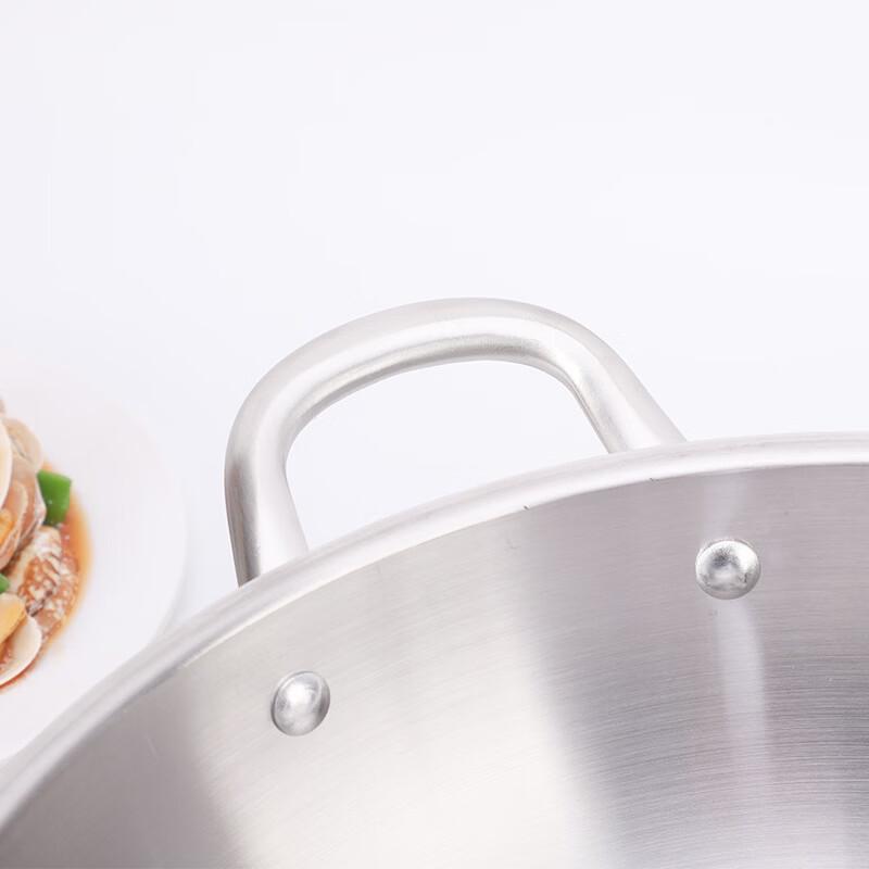 ZISIZ Stainless Steel Non-stick Wok with Steel Handle