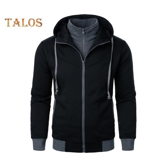 Мужское осенне-зимнее пальто с капюшоном и двойными карманами — фото 12