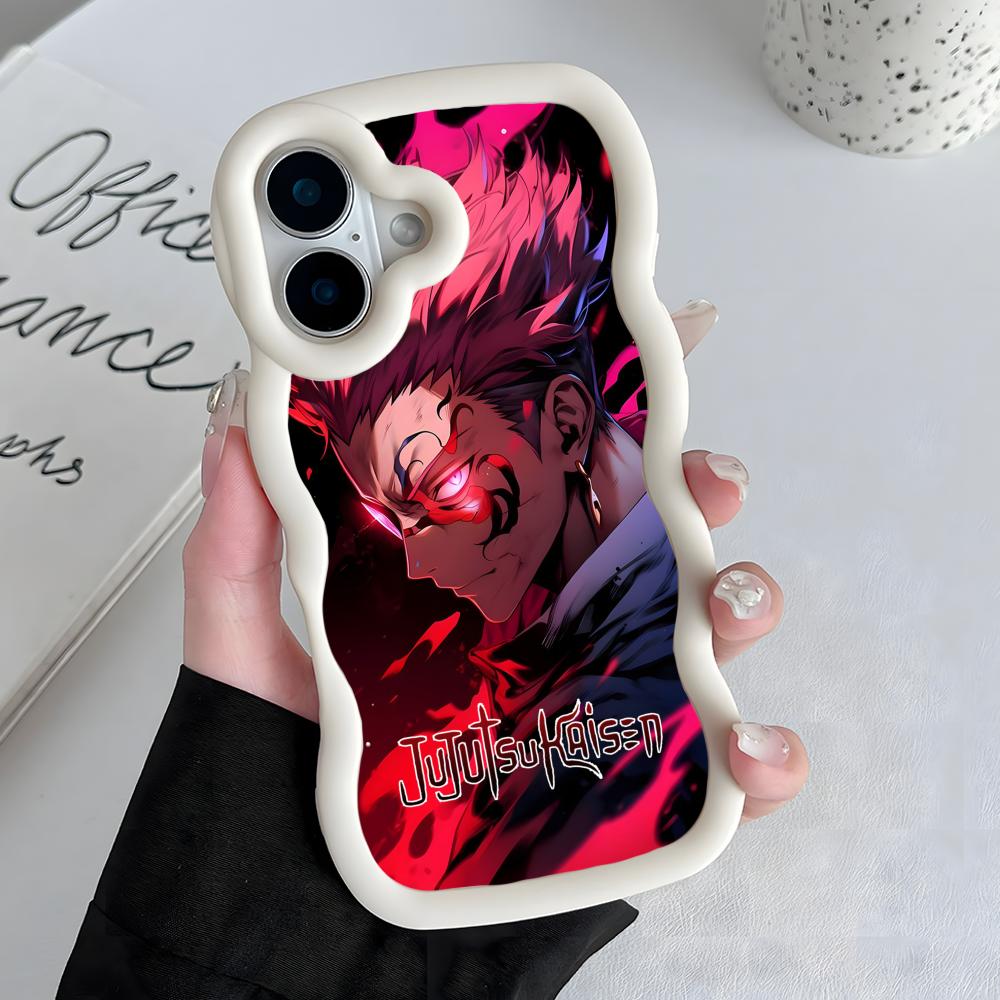 Jujutsu Kaisen Sukuna Mobile Phone Case for iPhone 17 16 15 14 13 12 11 Air Pro Max Plus Wavy Edge TPU Colorful Cover Pretty