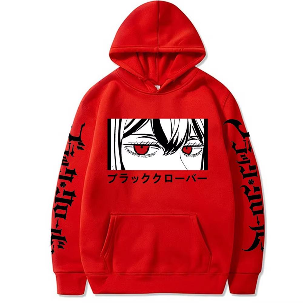 Gorące Japońskie Anime Black Clover Bluzy Unisex Manga Yuno Grinbellor Oczy Nadruk Długi Rękaw Zimowe Utrzymujące Ciepło Harajuku Bluza