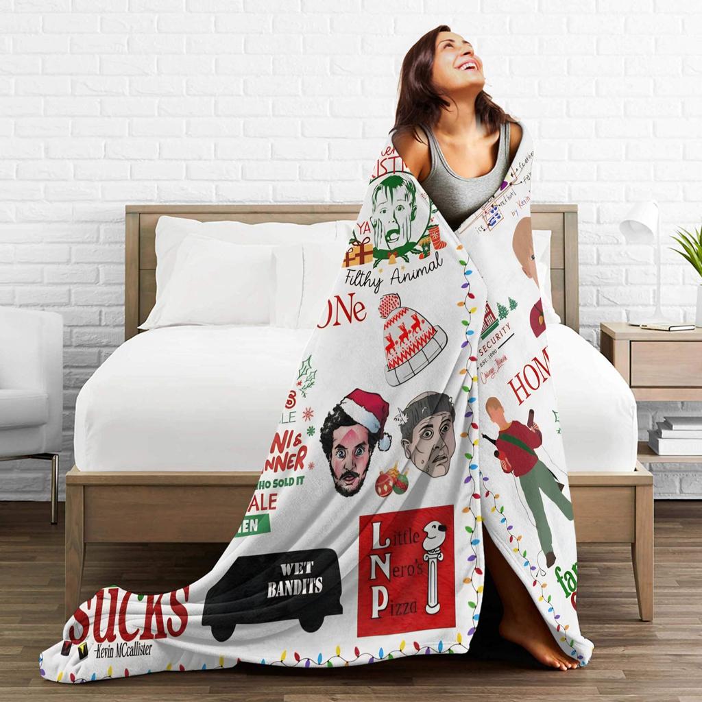 Home Alone Kevin Comedy Wool Fashion Blanket Xmas Merry Christmas Funny Throw Fashion Blanket for Home 125*100cm Super Soft