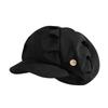 New Black Pleated Cloud Hat for Women with Big Head Octagonal Hat Showing Versatile Face Beret for Women