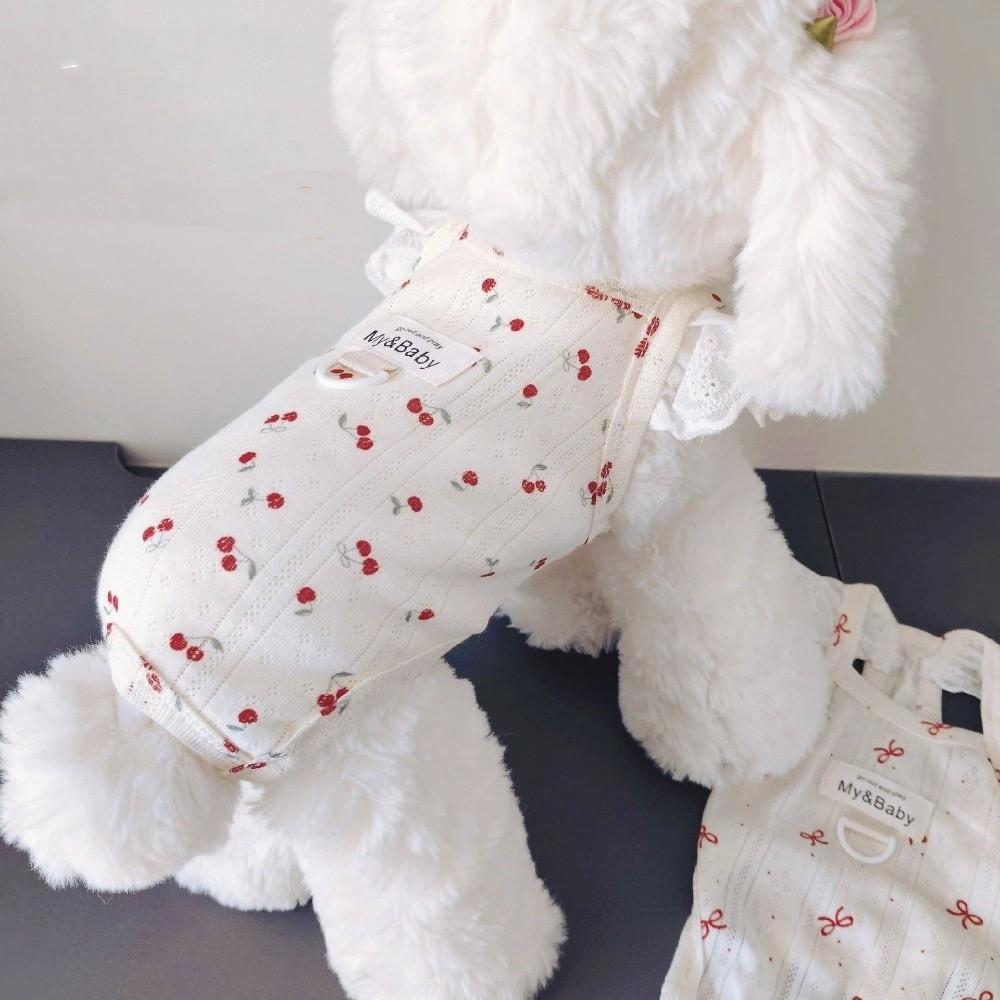 Bow Print Dog T-Shirt Breathable Summer Pet Vest Fashion Dog Pajamas  Spring Summer Season