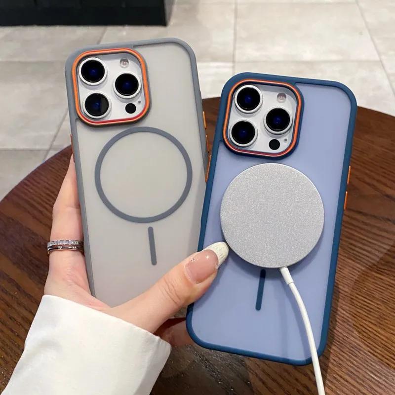 Für Magsafe Kabelloses Laden Magnetische Matte Hülle für iPhone 16 13 11 12 14 15 Plus Pro Max Stoßfeste Bumper Durchscheinende Hülle