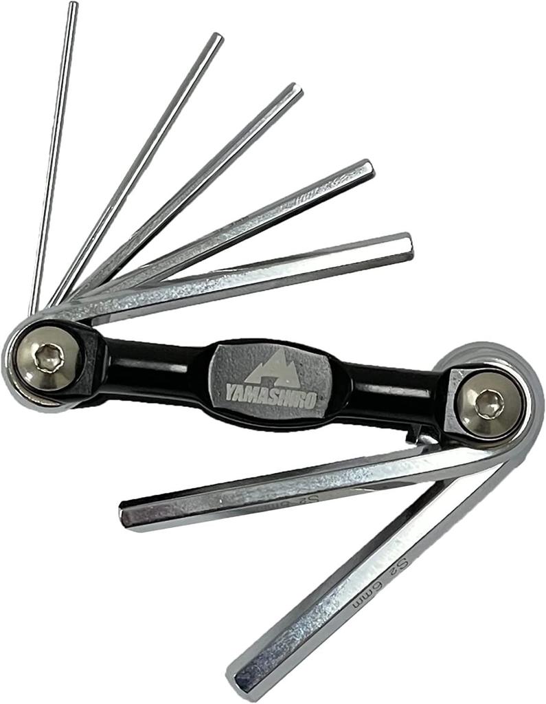 yamashiro YK-035BK Motorcycle Tool Hex Wrench Set, Mini, Black, 1.5/2/2.5/3/4/5/6
